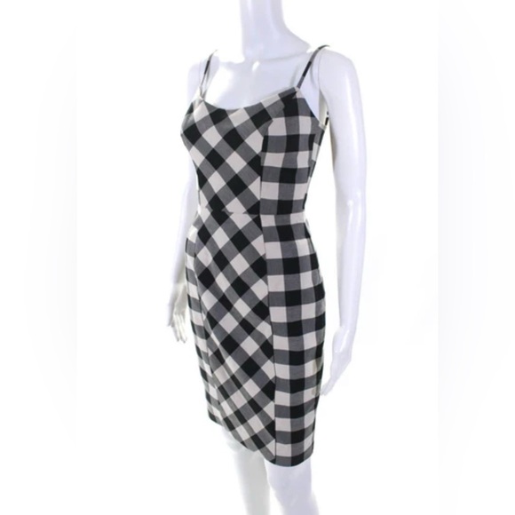 Black Halo Sexy‎ Black & White Plaid Dress Spaghetti Strap Sheath Dress Classic - Picture 3 of 7